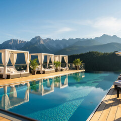 Luxury Poolside Relaxation with Mountain Views A Tranquil Escape in Nature's Embrace