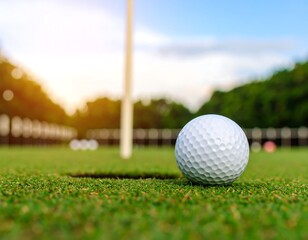 Obraz premium Golf ball on green, close-up
