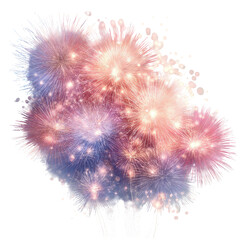 Fourth of July fireworks on transparent background