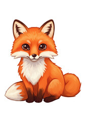 Fototapeta premium Cute Cartoon Fox Illustration png clear alpha channel cutout isolated on transparent background