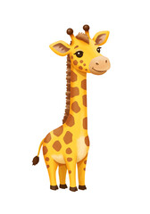 Fototapeta premium Cute Cartoon Giraffe Illustration with Glowing Effect png clear alpha channel cutout isolated on transparent background