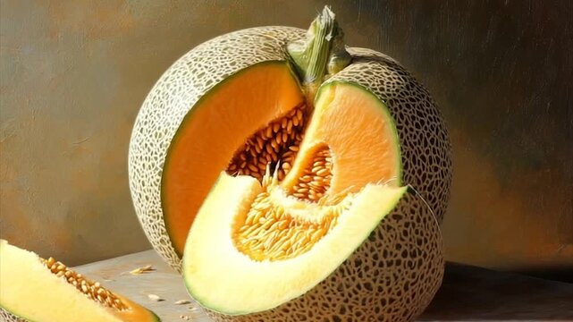 Still life of a cantaloupe