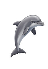 Obraz premium Gray Dolphin Illustration with Detailed Texture on Gray Background png clear alpha channel cutout isolated on transparent background