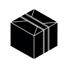 Minimalist depiction of a cardboard box package ready for shipping and delivery