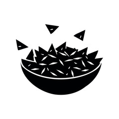 A delicious looking bowl overflowing with perfectly shaped tortilla chips icon