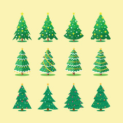 Set of Christmas Tree Icons w...