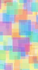 Overlapping Translucent Squares in Pastel Rainbow Colors abstract background