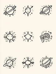 Cosmic economy line icons collection. Astronomy, Interstellar, Extraterrestrial, Galactic, Star, Planet, Astrophysics vector and linear illustration. Gravity,Cosmic,Orbit outline signs set