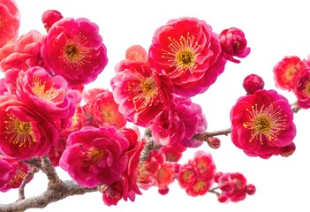 Close-up of vibrant pink blossoms on branches