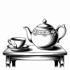 teapot and cups