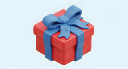 Obraz premium Red Gift Box with Blue Ribbon 3D Render