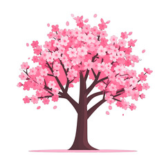 Pixel Art Pink Blossom Tree on White Background Spring Season Illustration Floral Design Nature Inspired Digital Artwork Natural Beauty Pixelated Style