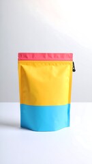 Colorful pouch on a white surface