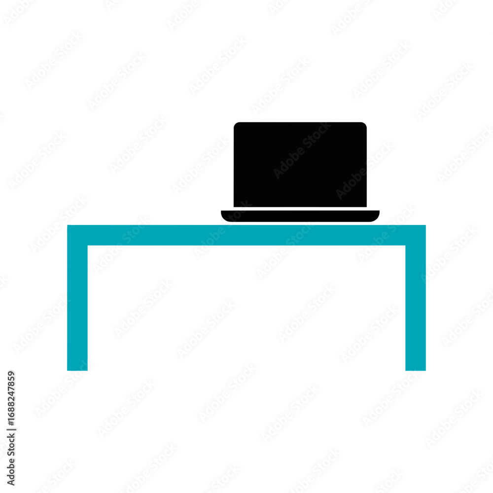 Poster minimalist teal table shape isolated on transparent background