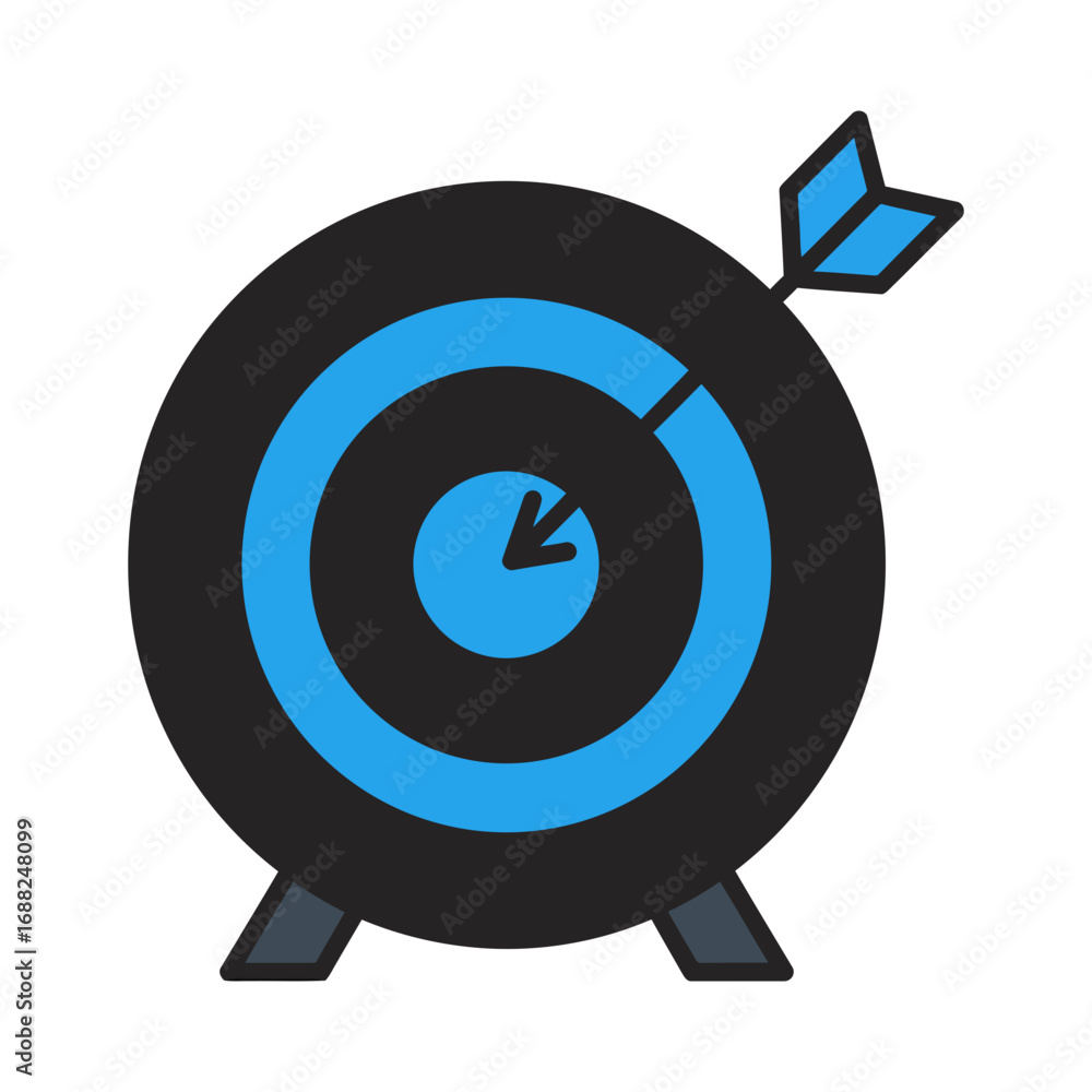 Poster blue target with arrow isolated on transparent background