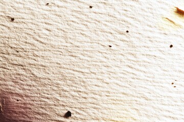 Textured, light beige surface with dark spots and a torn edge