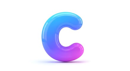 Glossy Gradient Letter C 3D Render
