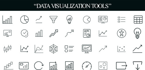 Data Visualization Tools Icon Set for Analytics, Reporting, and Dashboard UI Design