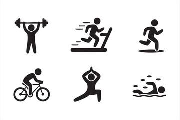 Naklejka premium Exercise and training icons set for fitness, endurance, and athletic performance