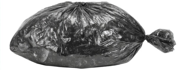 Black plastic garbage bag filled with unknown contents