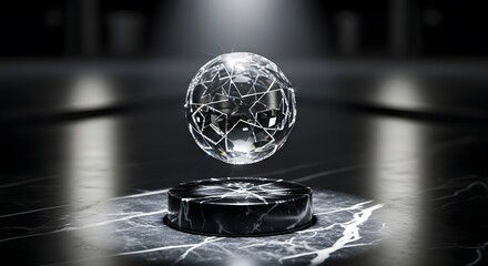 Crystalline Sphere on Marble Base: A Study in Light and Form