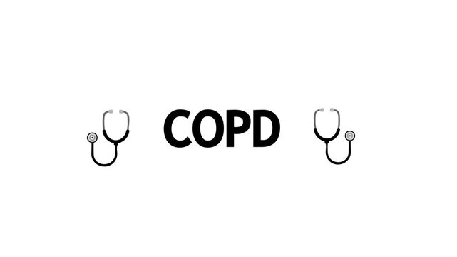 COPD word diagnosed with a stethoscope held on a white background, illustrating chronic obstructive pulmonary disease, medical diagnosis, healthcare concept, and awareness. - Powered by Adobe