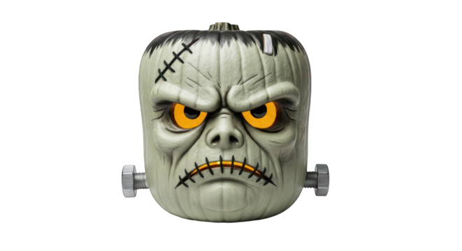 zombie pumpkin decoration on transparent background - Powered by Adobe