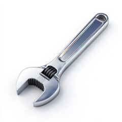Obraz premium Shiny Chrome Adjustable Wrench Tool Isolated on White Background Perfect for Repair Maintenance and DIY Projects