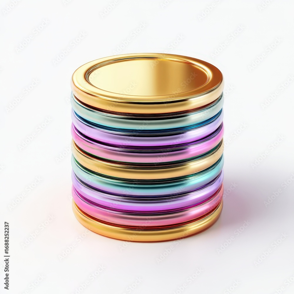 Poster stack of colorful metallic discs abstract background image for design projects
