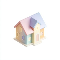 Colorful Pastel House 3D Model Isometric View Home Sweet Home Illustration