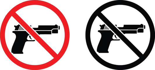 Prohibition of firearms symbol gun ban danger warning sign restricted safety no weapon vector