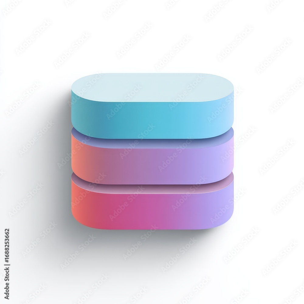 Poster abstract 3d stacked pastel color blocks design element for website or app user interface