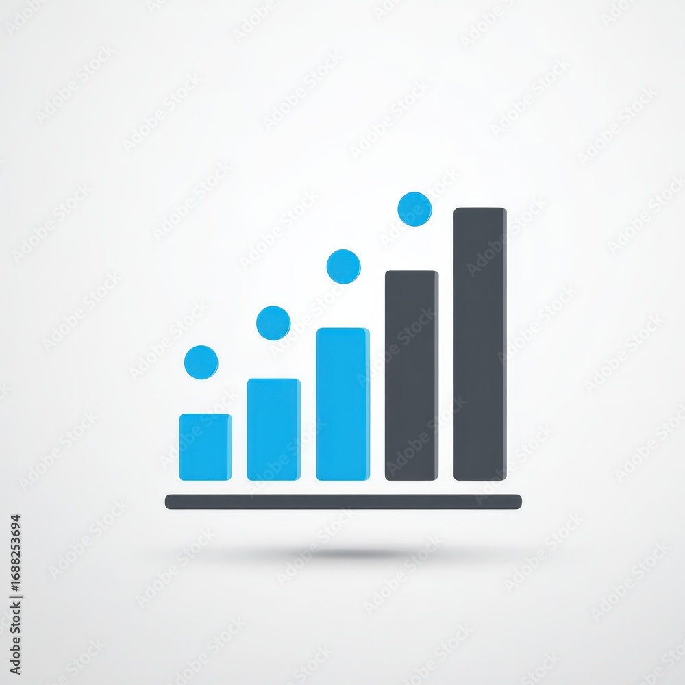 Aufkleber ascending bar graph icon showing growth progress and data increase chart