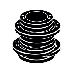 Stack of casino chips in black and white minimalistic illustration