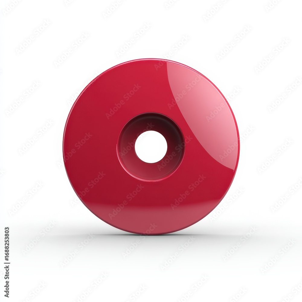 Poster red circular disc with central hole abstract shape graphic design element