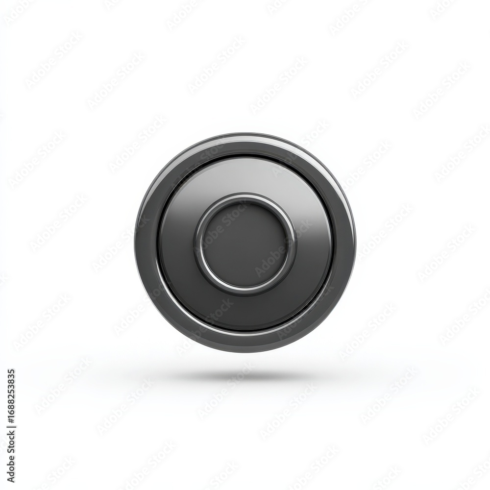 Poster sleek metallic circular button design element for user interface ux design projects