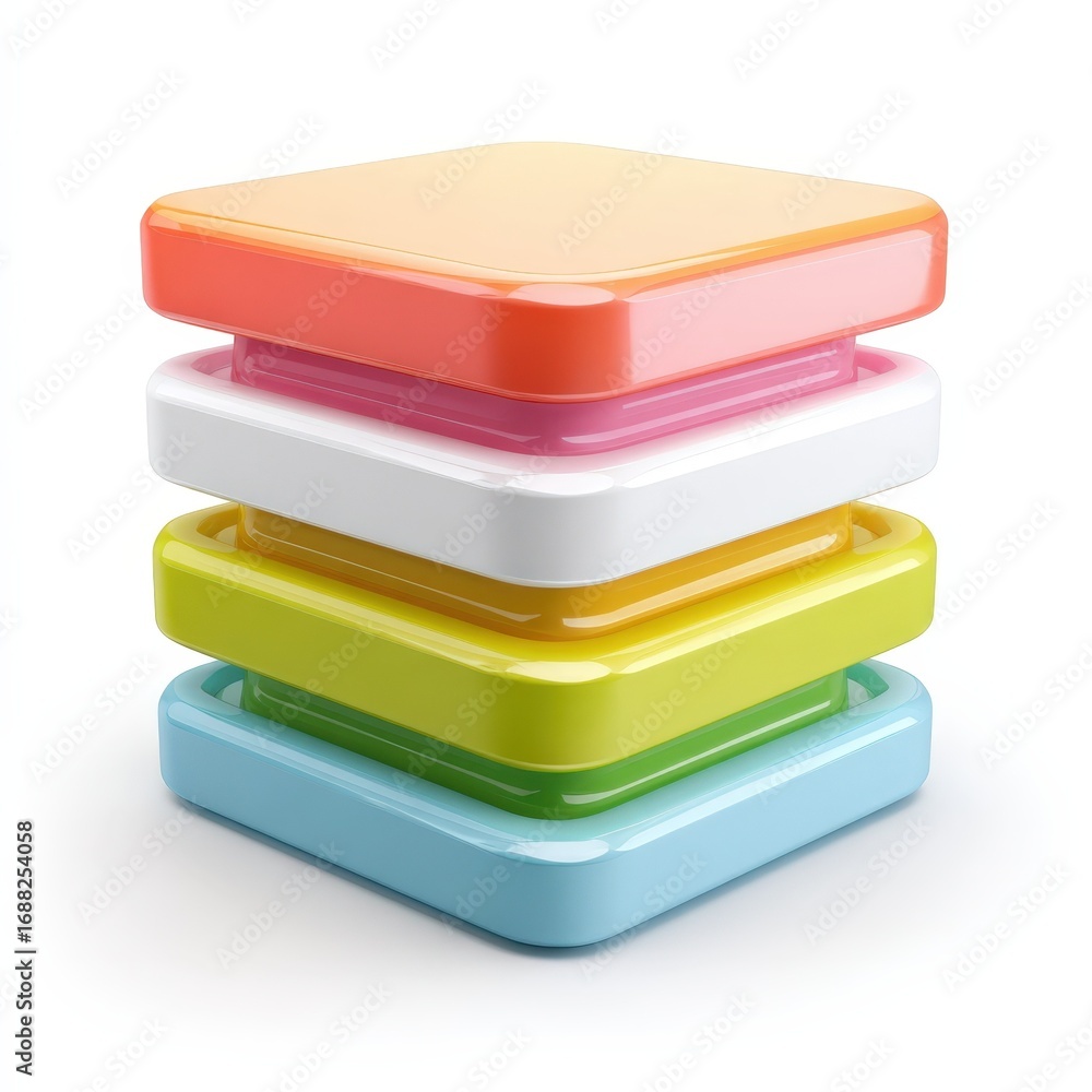 Poster stack of colorful square blocks shiny glossy design elements for website or app interface