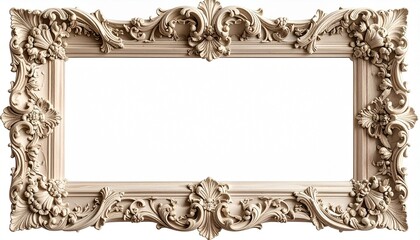 Vintage Ornate Gold Picture Frame Isolated on White Background
