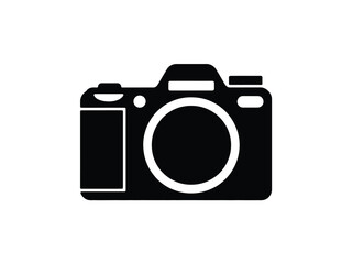 Simple silhouette icon of a professional digital camera equipment illustration