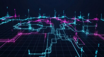 Network technology data connection digital communication internet system abstract grid