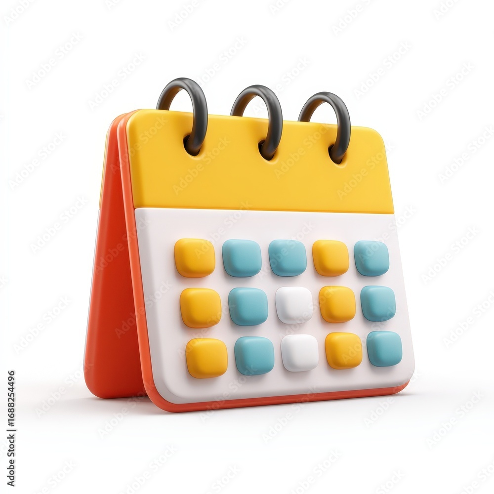 Poster colorful 3d render of a desk calendar icon perfect for scheduling apps and websites