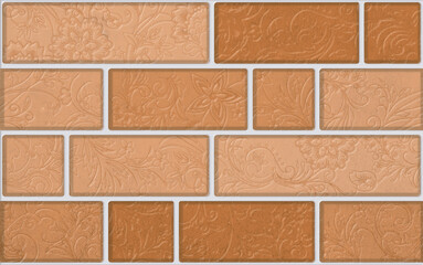 a 3D brown blue wall floral texture