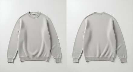 Front and Back View of Grey Minimalist Sweatshirt on White Background