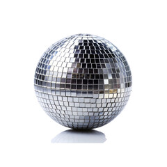 Isolated Sparkling Disco Ball with Reflective Mirrors on Transparent Background for Nightclub