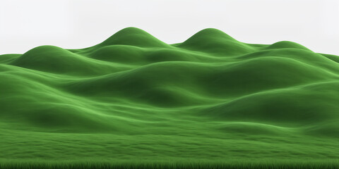 Obraz premium Lush, rolling green hills create a tranquil landscape beneath a moody and dramatic dark sky.