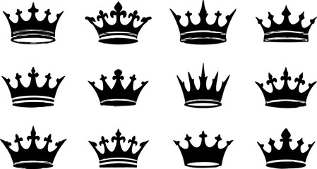Fototapeta premium Black Crown Silhouette Icon Collection