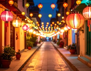 Obraz premium Outdoor Lantern Street Scene