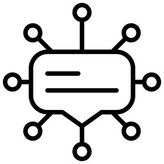 Network Chat Outline Icon Design Vector - Central speech bubble connected to nodes, symbolizing communication network or digital connections