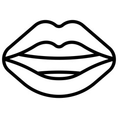Speaking Lips Outline Icon Design Vector - Lips symbolizing speaking, voice, or communication through words