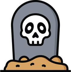 Spooky halloween tombstone skull icon vector art graphic for holiday celebration and horror themes vector